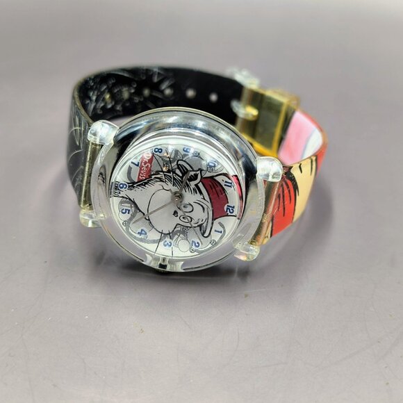 Dr. Seuss Cat in the Hat Wrist Watch Tick Tocking Time Ticker 1997 Needs Battery - Picture 8 of 10